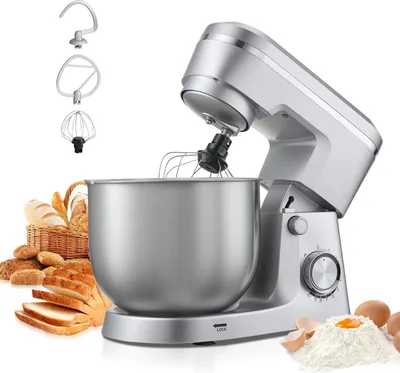 Produktbild von Küchenmaschine - Standmixer & Teigknetmaschine - 1500 W - 5,7 L Edelstahlschüssel - 10 Geschwindigkeiten - Kippkopf - Knethaken & Schneebesen