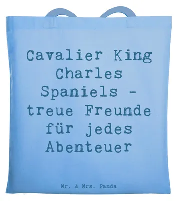Produktbild von Mr. & Mrs. Panda Einkaufstasche Spruch Cavalier King Charles Spaniel Freunde - Sky Blue - Geschenk, Tote Bag, Hunderassen Vielfalt, Pflege, totebag, Hunderasse, Begleiter