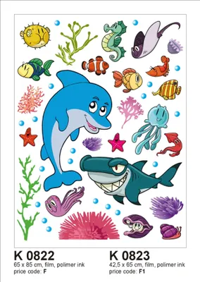 Produktbild von Sanders & Sanders Wandtattoo Unterwasserwelt Blau, Grün und Gelb 85 x 65 cm