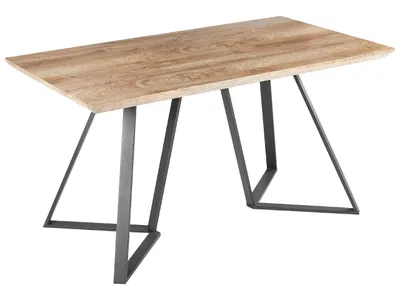 Obrázek produktu pro BELIANI Jídelní stůl světlé dřevo černé kovové nohy 140 x 80 cm 6místný obdélníkový industriální styl