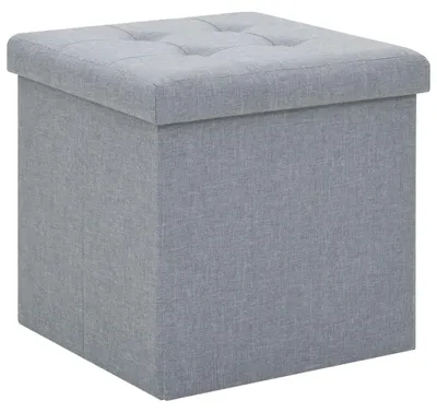 Imagen del producto de Juego de 2 taburetes plegables para almacenamiento, en color gris claro