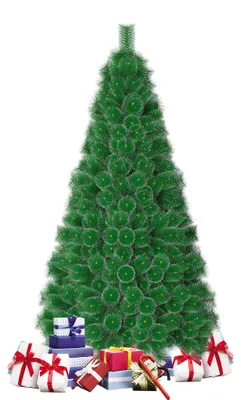 Obrázek produktu pro Umělý vánoční stromek QEENTOE, výška 210 cm, smrk s bílými špičkami, PVC jehličí, zelená barva, efekt sněhu, včetně stojanu