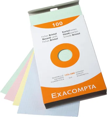 Immagine prodotto di Schede EXACOMPTA 125 x 200 mm a quadretti colorate, 100 schede