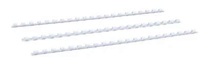 Produktbild von Plastikbinderücken, US-Teilung, Farbe: Weiß, Durchmesser = 8 mm, VPE 100 St.