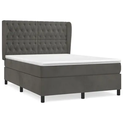 Produktbild von vidaXL Boxspringbett mit Matratze Dunkelgrau 140x200 cm Samt