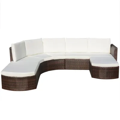 Image de vidaXL Ensemble de salon de jardin 4 pièces avec coussins Poly rotin brun