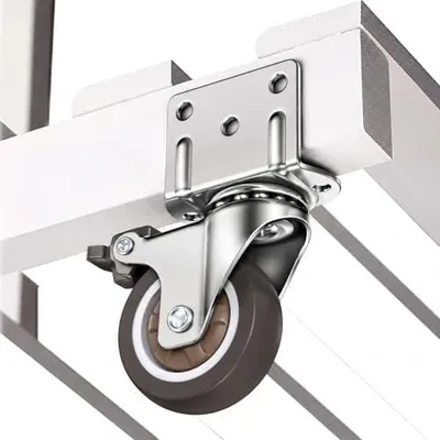 Produktbild von 4 L-förmige Möbelrollen, 50 mm mit Bremse | 30 Schrauben | 360° drehbare Transportrollen für Möbel und Blumenständer