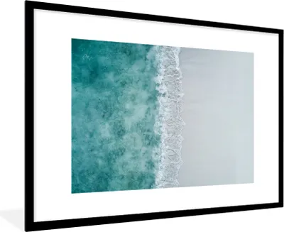 Produktbild von MuchoWow® MuchoWow® Gerahmtes Poster Strand - Meer - Wellen 90x60 cm - Poster mit zchwarzem Bilderrahmen - Wanddekoration - Fotos