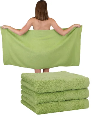 Produktbild von Betz 4 Stück Duschtücher 70 x 140 cm PREMIUM 100% Baumwolle Liegetuch Strandtuch   Farbe: avocadogrün