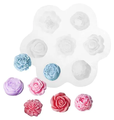 Siliconen Rosenform, 7 Designs, 3D, für Schokolade, Fondant, DIY