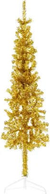 Obrázok produktu pre The Living Store Umelý polovičný vianočný stromček so stojanom Slim Gold 150 cm