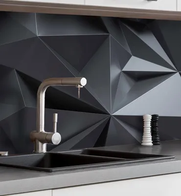 Produktbild von Küchenrückwand selbstklebend Polygone schwarz Spritzschutz Folie 340 x 60cm Folie 0,2mm