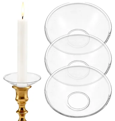 Productafbeelding van Druppelvangers voor kaarsen - van glas - 3 stuks - Decoratieve kaarshouders