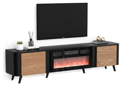Image de Vicino - Meuble TV, 191x40x58h cm Noir, 2 Étagères