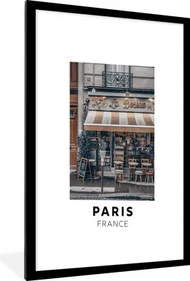 Produktbild von MuchoWow® Gerahmtes Poster Paris - Frankreich - Cafe 60x90 cm - Poster mit Schwarzem Bilderrahmen Wandposter Rahmen Foto Bilder - Dekoration - Wandposter Wohnzimmer - Hochwertig