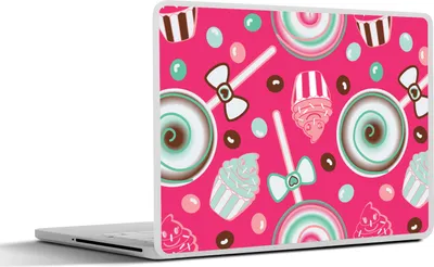 Produktbild von MuchoWow® Laptop Aufkleber Sticker Cover Design - Bonbon - Rosa 31x22.5 cm - Laptop-Deko