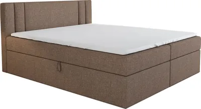 Produktbild von Boxspringbett AKI 180 x 200 mit 2 Bettkästen, Bonell-Matratze und Topper. Farbe: Braun