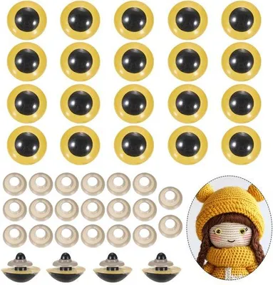 Produktbild von PATIKIL 24 mm Sicherheitsaugen, 20 Stück, realistisch für Puppen, Häkelarbeiten, Sicherheitsaugen mit Ringen zur Dekoration, Häkelzubehör, Puppen, Basteln, Hal