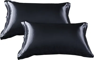 Produktbild von CANDeal 2 kusy 48x74cm hedvábný povlak na polštář, obálkový uzávěr, povlak na polštář proti stárnutí, černý