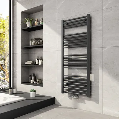 Produktbild von Heilmetz Badheizkörper 1200x500mm Mittelanschluss 513 Watt Anthrazit, Handtuchtrockner Handtuchwärmer Design Heizkörper für Bad Heizung Radiator Ohne heizstab