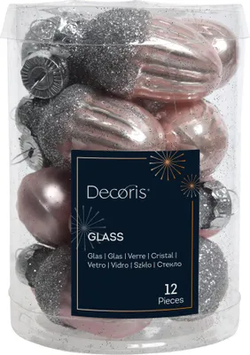 Produktbild von Christbaumschmuck Eichel Glas Ø 3 cm x 4 cm 12 Stück puderrosa