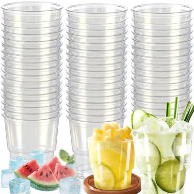 50 wiederverwendbare Plastikbecher 200 ml transparent