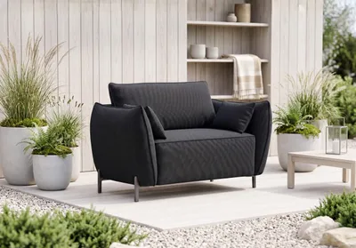 Image de Fauteuil de jardin pour terrasse et jardin, tissu Sunlight, graphite, SUNMEE