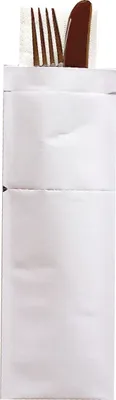 Produktbild von Bestecktasche Prime Safe in Weiß 85 x 250 mm, mit 2-lagiger Tissue-Serviette in Weiß - 100 Stück