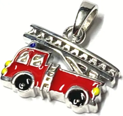 Produktbild von Feuerwehr Anhänger 925 Silber Themenschmuck Silberanhänger Kinderschmuck
