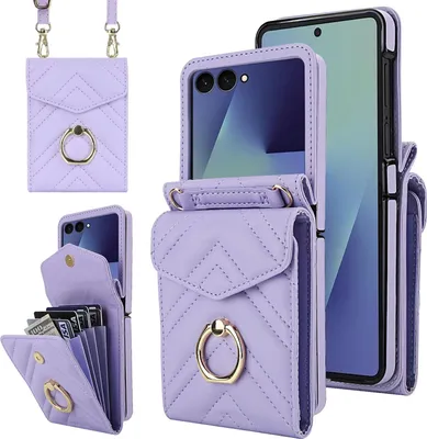 Produktbild von Handyhülle für Samsung Galaxy Z Flip7 V Design RFID Kartenfach Ringhalter Schutz