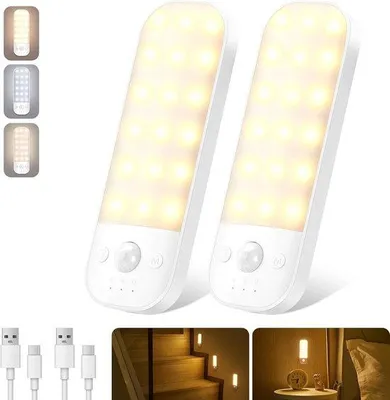 Zdjęcie produktu dla Lampka nocna LED z czujnikiem ruchu – 3 tryby pracy – 3 temperatury barwowe – płynna regulacja jasności – do pokoju dziecięcego – do przedpokoju – z czujnikiem ruchu – zestaw 2 sztuk