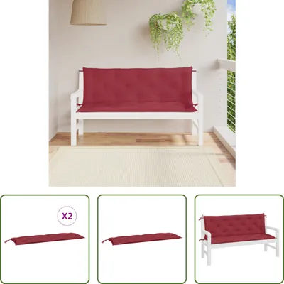 Produktbild von The Living Store Gartenbank-Auflagen 2 Stk. Weinrot 150x50x7 cm Oxford-Gewebe