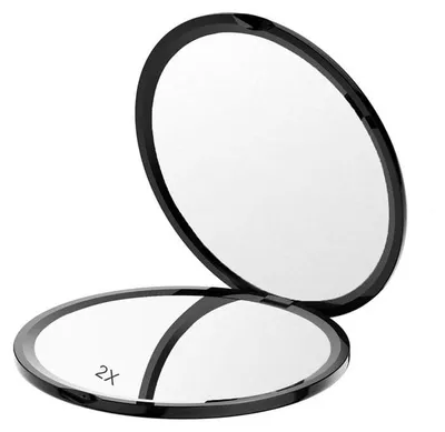 Immagine prodotto di Specchio tascabile UNIQ Mini, compatto, con ingrandimento 2x, nero, 5 cm