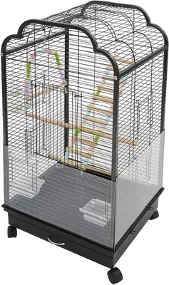 Imagen del producto de Jaula para pájaros, aviario con barras de madera y ruedas giratorias ()