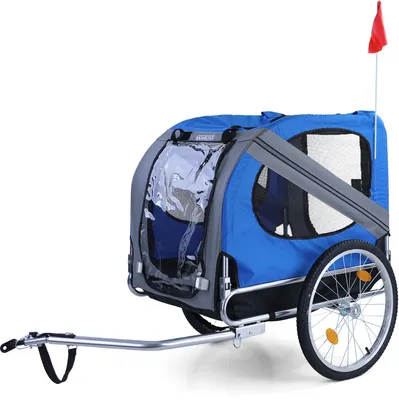 Produktbild von Fahrrad Anhänger / Hunde Anhänger klappbar für Haustiere bis 40Kg BLAU in Top