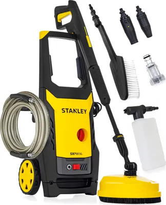 Produktbild von Stanley Hochdruckreiniger SXPW14PE 1400 W, 170 bar, Wasserdurchfluss von 390 l/h, mit 5 m Schlauch, Terrassenbürste und Reinigungsmittelbehälter
