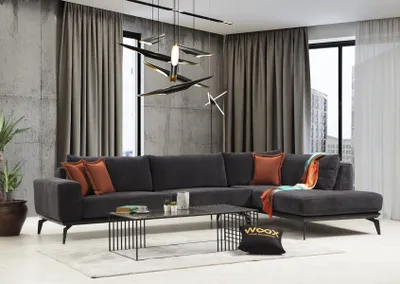Produktbild von Exklusives Graues Polster Ecksofa Designer Eckgarnitur Moderne Couchen