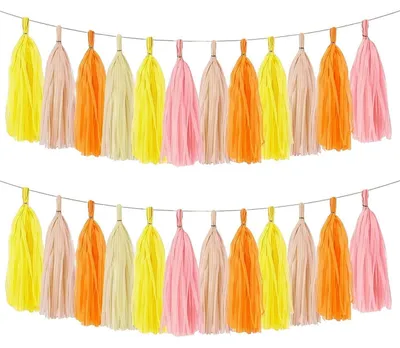 Image de Guirlande de 40 pompons en papier, couleurs pastel, idéale pour les fêtes d'anniversaire, les mariages et les fêtes pour bébés