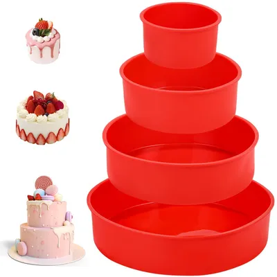 Runde Silikon-Backformen, 4er-Set, 10,7–26 cm, antihaftbeschichtet