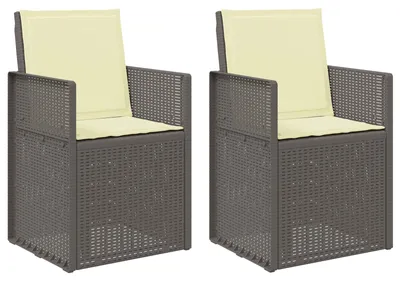 Image de vidaXL Chaises de salle à manger de jardin, lot de 2, gris clair et crème, en PP