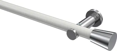 Produktbild von Interdeco Gardinenstange / Vorhangstange Weiß / Chrom, Typ Platon Sitra (Konus) ohne Ringe, 20 mm Ø 1-läufig, 200 cm