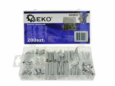 Produktbild von GEKO | Feder Sortiment Set Kit, 200tlg, Verschiedene Zugfedern, Schwingfedern, Edelstahl Druckfedern