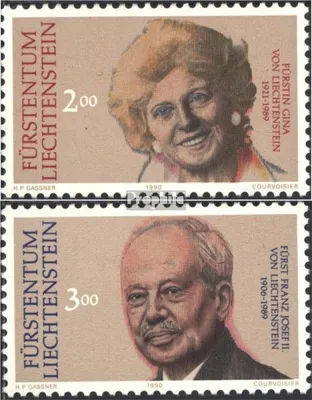 Produktbild von Briefmarken Liechtenstein 1990 Mi 988-989 (kompl.Ausg.) postfrisch Tod des Fürstenp.