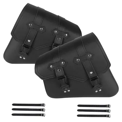 Produktbild von Motorrad Seiten Tasche,Vintage Satteltaschen für Motorrad Universal Polyurethanwasserdichte Satteltaschen mit großer Kapazität,2er-Pack, 27*25*12cm,schwarz
