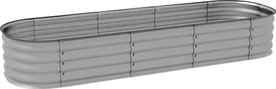 Zdjęcie produktu dla Fortuna Lai Podwyższona skrzynka na kwiaty Metalowa skrzynka na rośliny 195x62x30cm DIY Skrzynka na kwiaty z otwartym dnem do ogrodu lub balkonu Srebrna