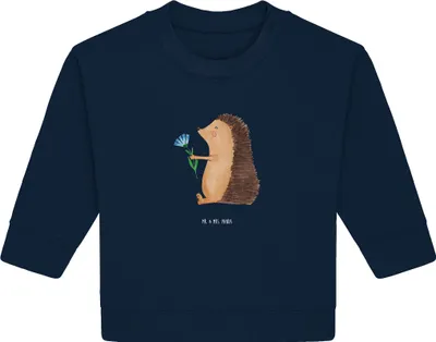 Produktbild von Mr. & Mrs. Panda Organic Baby Pullover Igel Blumen 12. - 18. Monat - French Navy - Geschenk, Gute Besserung, Lustige Sprüche, Krankheit, Besuch, Bullover, Krankenhaus