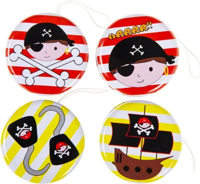 Produktbild von Jojo Yoyo Pirat Metall 5 cm, 1 aus 4 Varianten (gelb-grau, rot-weiß gestreift, verschiedene Motive)