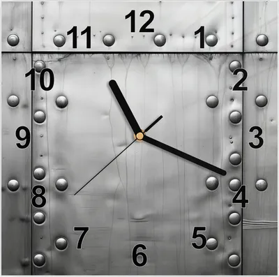 Produktbild von Wanduhr aus Glas mit Motiv Metallplattenoptik- 30 x 30 cm - inkl. Aufhängesystem