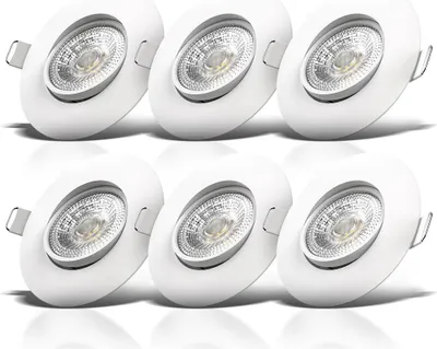 Six white LED downlights are arranged in two rows of three on a white background.