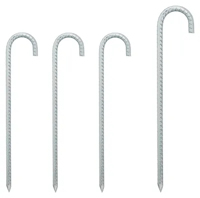 Image de Lot de 4 piquets de tente Relaxdays, piquets XL, extra-longs, piquets de tente robustes pour le camping, accessoires de tente, acier, 38,5 cm, argent